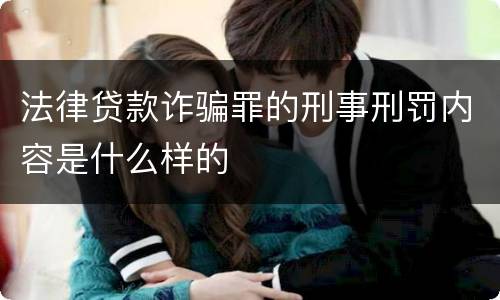 法律贷款诈骗罪的刑事刑罚内容是什么样的