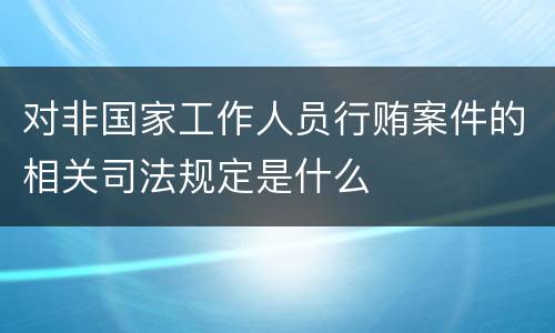 对非国家工作人员行贿案件的相关司法规定是什么