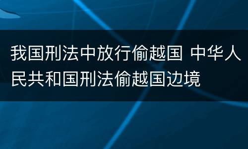 我国刑法中放行偷越国 中华人民共和国刑法偷越国边境