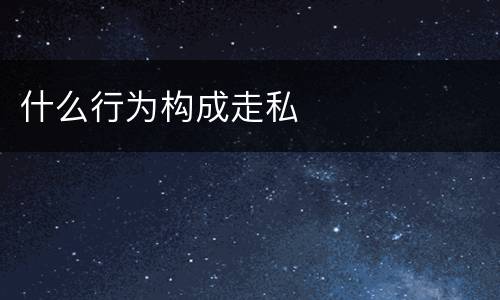什么行为构成走私