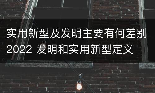 实用新型及发明主要有何差别2022 发明和实用新型定义