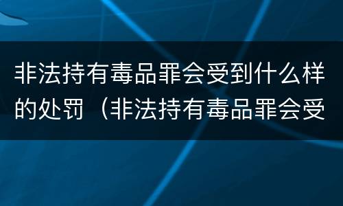 非法持有毒品罪会受到什么样的处罚（非法持有毒品罪会受到什么样的处罚和处罚）