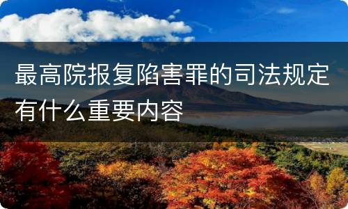 最高院报复陷害罪的司法规定有什么重要内容