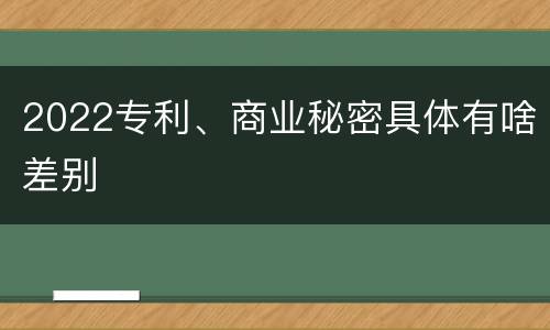 2022专利、商业秘密具体有啥差别