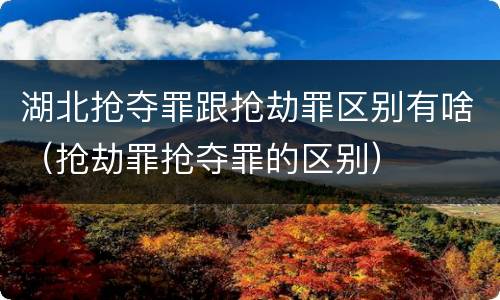 湖北抢夺罪跟抢劫罪区别有啥（抢劫罪抢夺罪的区别）