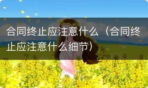 合同终止应注意什么（合同终止应注意什么细节）