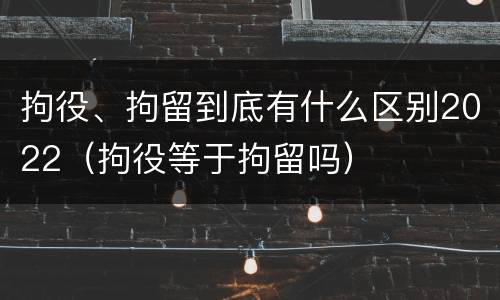 拘役、拘留到底有什么区别2022（拘役等于拘留吗）
