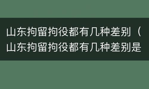 山东拘留拘役都有几种差别（山东拘留拘役都有几种差别是什么）