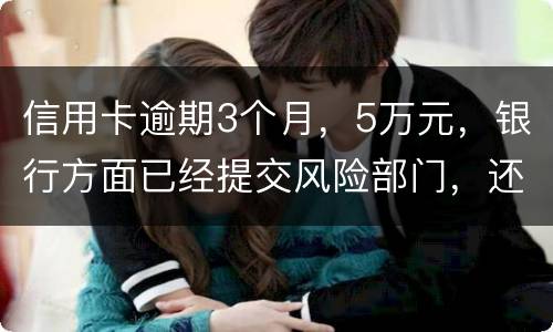 信用卡逾期3个月，5万元，银行方面已经提交风险部门，还不上什么办