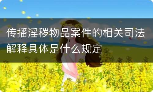 传播淫秽物品案件的相关司法解释具体是什么规定