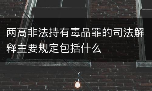 两高非法持有毒品罪的司法解释主要规定包括什么