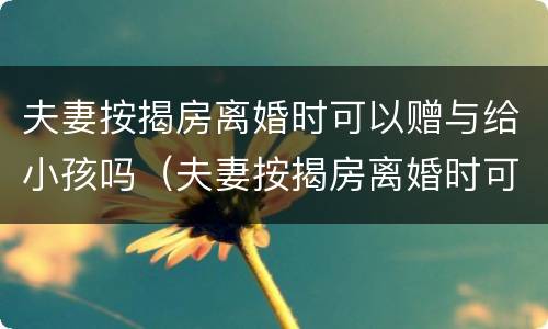 夫妻按揭房离婚时可以赠与给小孩吗（夫妻按揭房离婚时可以赠与给小孩吗要交税吗）