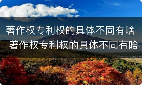 著作权专利权的具体不同有啥 著作权专利权的具体不同有啥区别