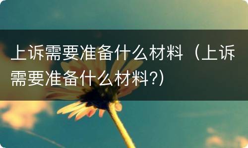 上诉需要准备什么材料（上诉需要准备什么材料?）