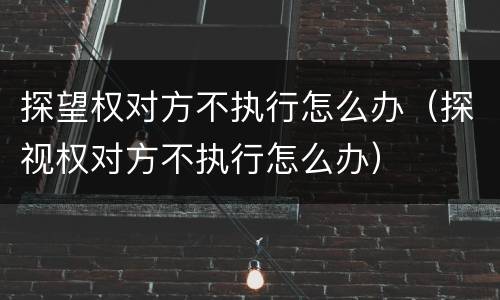 探望权对方不执行怎么办（探视权对方不执行怎么办）
