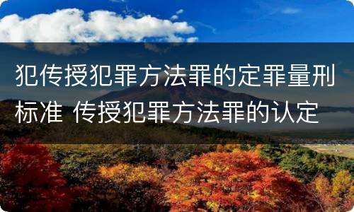 犯传授犯罪方法罪的定罪量刑标准 传授犯罪方法罪的认定