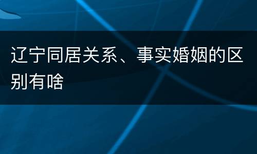 辽宁同居关系、事实婚姻的区别有啥
