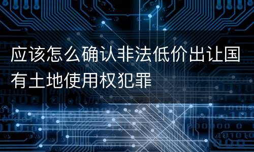 应该怎么确认非法低价出让国有土地使用权犯罪
