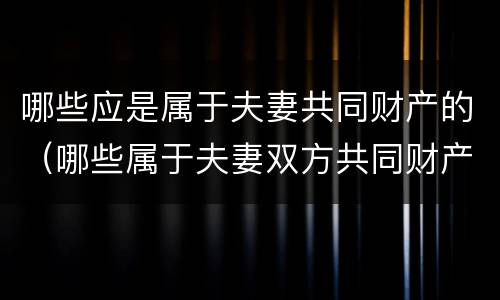 哪些应是属于夫妻共同财产的（哪些属于夫妻双方共同财产）