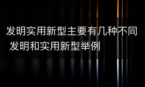 发明实用新型主要有几种不同 发明和实用新型举例