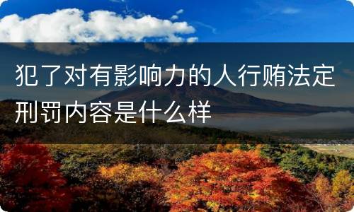 犯了对有影响力的人行贿法定刑罚内容是什么样