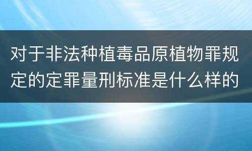 对于非法种植毒品原植物罪规定的定罪量刑标准是什么样的