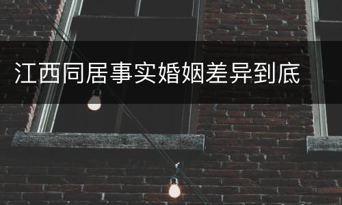 江西同居事实婚姻差异到底