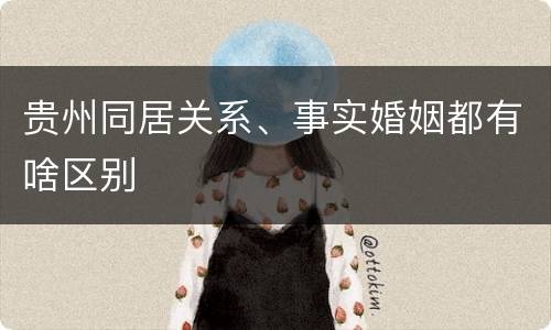 贵州同居关系、事实婚姻都有啥区别