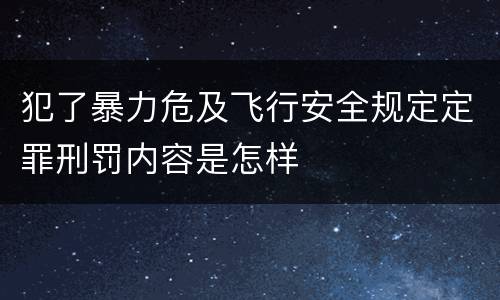 犯了暴力危及飞行安全规定定罪刑罚内容是怎样