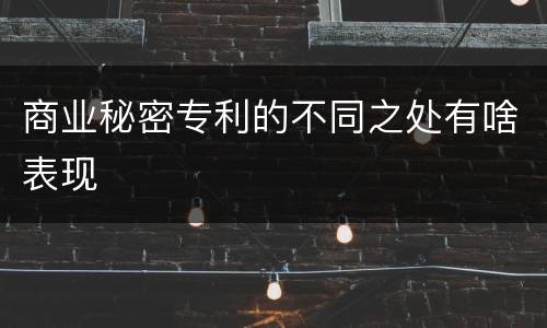 商业秘密专利的不同之处有啥表现