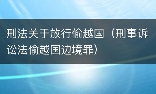 刑法关于放行偷越国（刑事诉讼法偷越国边境罪）