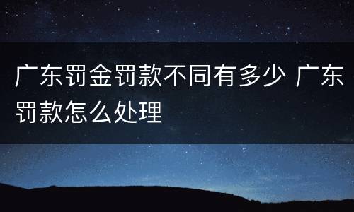 广东罚金罚款不同有多少 广东罚款怎么处理
