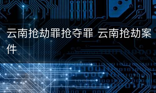 云南抢劫罪抢夺罪 云南抢劫案件