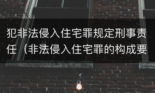 犯非法侵入住宅罪规定刑事责任（非法侵入住宅罪的构成要件及处刑）