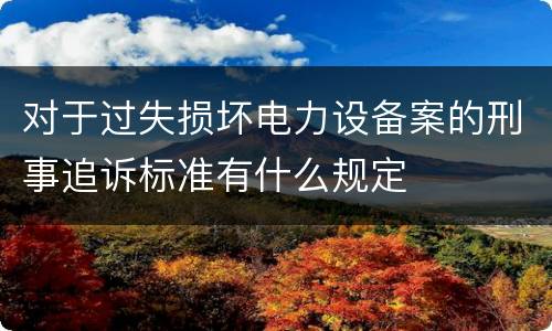 对于过失损坏电力设备案的刑事追诉标准有什么规定