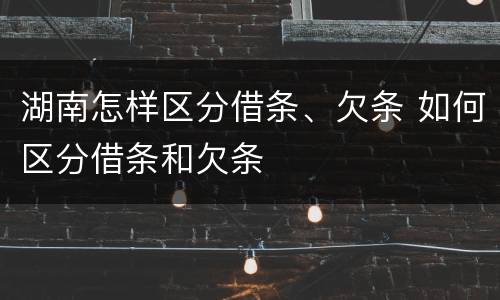 湖南怎样区分借条、欠条 如何区分借条和欠条