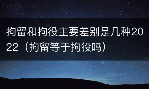 拘留和拘役主要差别是几种2022（拘留等于拘役吗）