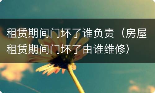 租赁期间门坏了谁负责（房屋租赁期间门坏了由谁维修）