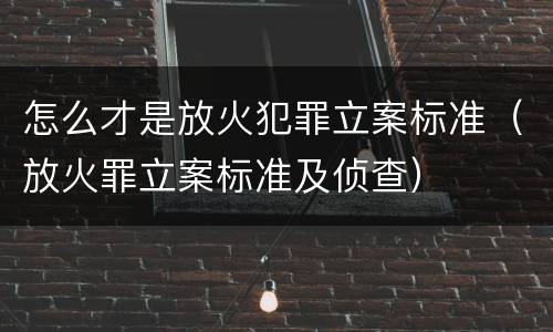 怎么才是放火犯罪立案标准（放火罪立案标准及侦查）