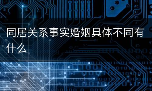 同居关系事实婚姻具体不同有什么