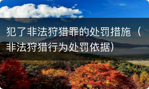 犯了非法狩猎罪的处罚措施（非法狩猎行为处罚依据）