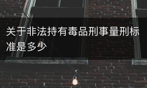 关于非法持有毒品刑事量刑标准是多少