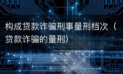 构成贷款诈骗刑事量刑档次（贷款诈骗的量刑）
