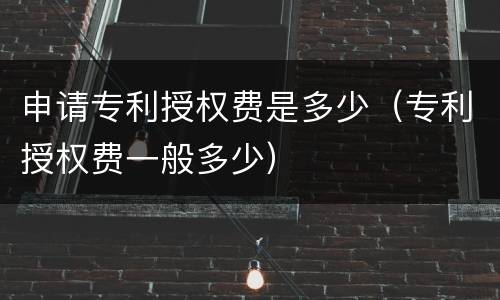申请专利授权费是多少（专利授权费一般多少）