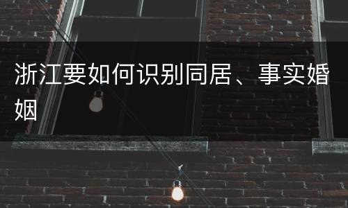 浙江要如何识别同居、事实婚姻