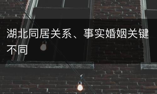 湖北同居关系、事实婚姻关键不同