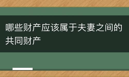 哪些财产应该属于夫妻之间的共同财产
