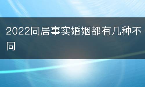 2022同居事实婚姻都有几种不同