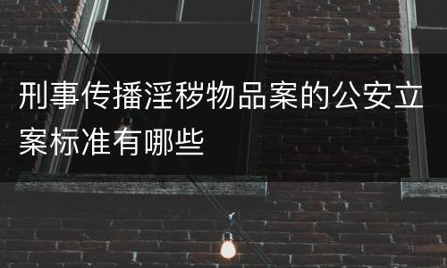 刑事传播淫秽物品案的公安立案标准有哪些