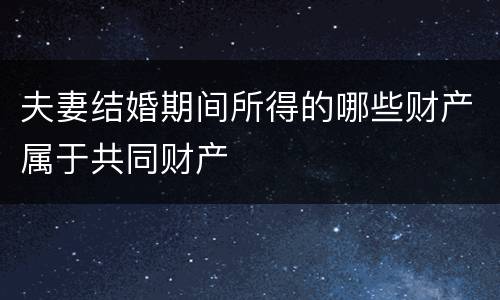 夫妻结婚期间所得的哪些财产属于共同财产